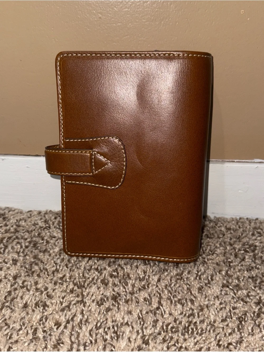 filoFAX Brown Leather Organizer with Snap Strap